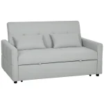 HOMCOM Three-Way Two-Seater Sofa Bed - Light Grey - Image 10