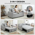 HOMCOM Two-Seater Pull-Out Sofa Bed - Light Grey - Image 10