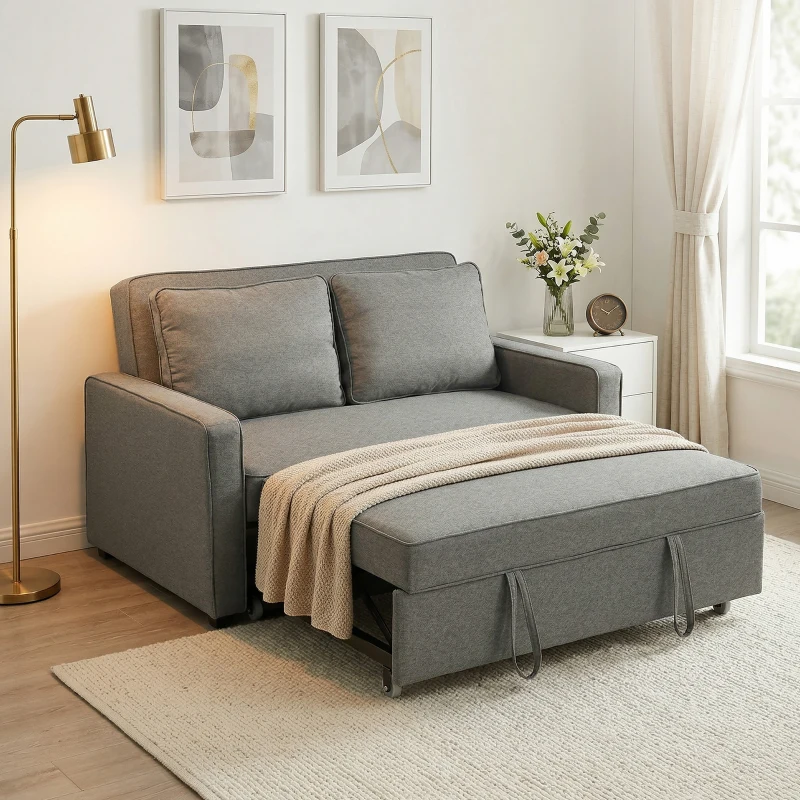 QlU8e319dc27ebec7.jpg HOMCOM Double Sofa Bed – Click Clack Adjustable Grey Sofa - Image 1