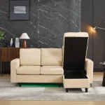 3-Seater L-Shaped Sofa with Reversible Chaise, USB & Type-C Charging – Beige - Image 11