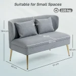 HOMCOM 2 Seater Sofa, Light Grey Linen-Look Fabric - Image 9