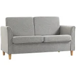 HOMCOM Light Grey Compact 2 Seater Loveseat Sofa - Image 7