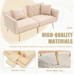 Modern 2-Seater Sofa with Adjustable Backrest – Beige Loveseat - Image 12