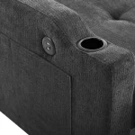 Convertible Sofa Bed with Adjustable Backrest, USB & Type-C Charging – Dark Grey - Image 12