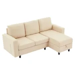 3-Seater L-Shaped Sofa with Reversible Chaise, USB & Type-C Charging – Beige - Image 16