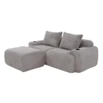 Modular 2-Seater Sofa with Plush Foam Seats & Built-In Cup Holder – Light Gray - Image 7
