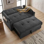 Convertible Sofa Bed with Adjustable Backrest, USB & Type-C Charging – Dark Grey - Image 2