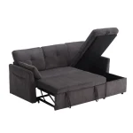 Charcoal Grey 3-in-1 Sectional Sleeper Sofa with Storage Chaise - Image 12