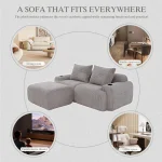Modular 2-Seater Sofa with Plush Foam Seats & Built-In Cup Holder – Light Gray - Image 10