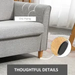 HOMCOM Light Grey Compact 2 Seater Loveseat Sofa - Image 8