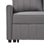 Dark Grey Multifunctional Folding Sofa Bed with Adjustable Backrest - Image 3