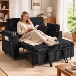 HOMCOM 2 Seater Sofa Bed – Pull Out Sleeper Sofa with Storage - Image 5