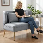 HOMCOM 2 Seater Sofa, Light Grey Linen-Look Fabric