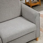 HOMCOM Light Grey Compact 2 Seater Loveseat Sofa - Image 3