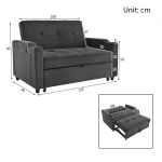 Convertible Sofa Bed with Adjustable Backrest, USB & Type-C Charging – Dark Grey - Image 5