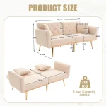 Modern 2-Seater Sofa with Adjustable Backrest – Beige Loveseat - Image 6