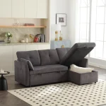 Charcoal Grey 3-in-1 Sectional Sleeper Sofa with Storage Chaise - Image 4