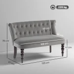 HOMCOM Charcoal Grey Velvet 2 Seater Sofa with Button Tufting - Image 4