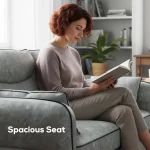 HOMCOM 2 Seater Sofa, Faux Leather Loveseat - Grey - Image 7