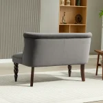 HOMCOM Charcoal Grey Velvet 2 Seater Sofa with Button Tufting - Image 5