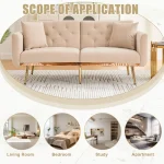 Modern 2-Seater Sofa with Adjustable Backrest – Beige Loveseat - Image 9