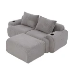 Modular 2-Seater Sofa with Plush Foam Seats & Built-In Cup Holder – Light Gray - Image 4