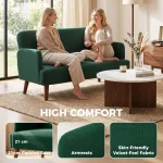 HOMCOM Velvet Feel 2 Seater Sofa Dark Green with Thick Padding - Image 7