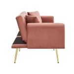 Pink Two-Seater Convertible Sofa Bed with Adjustable Backrest - Image 12