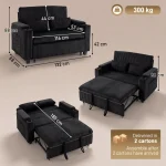 HOMCOM 2 Seater Sofa Bed – Pull Out Sleeper Sofa with Storage - Image 7