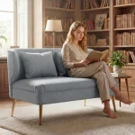 HOMCOM 2 Seater Sofa, Light Grey Linen-Look Fabric - Image 6