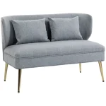 HOMCOM 2 Seater Sofa, Light Grey Linen-Look Fabric - Image 8