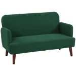 HOMCOM Velvet Feel 2 Seater Sofa Dark Green with Thick Padding - Image 9