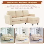 3-Seater L-Shaped Sofa with Reversible Chaise, USB & Type-C Charging – Beige - Image 9