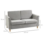 HOMCOM Light Grey Compact 2 Seater Loveseat Sofa - Image 6