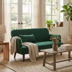 HOMCOM Velvet Feel 2 Seater Sofa Dark Green with Thick Padding - Image 10