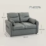 HOMCOM 2 Seater Sofa, Faux Leather Loveseat - Grey - Image 10
