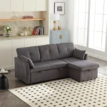 Charcoal Grey 3-in-1 Sectional Sleeper Sofa with Storage Chaise