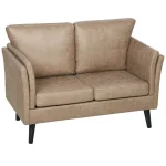 HOMCOM Two-Seater Leathaire Sofa - Light Brown - Image 10