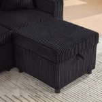 Pull Out Sofa Bed with Hidden Storage & LED Lights – Black - Image 14