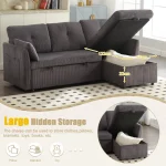 Charcoal Grey 3-in-1 Sectional Sleeper Sofa with Storage Chaise - Image 9