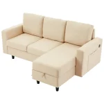 3-Seater L-Shaped Sofa with Reversible Chaise, USB & Type-C Charging – Beige - Image 17