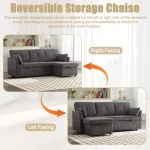 Charcoal Grey 3-in-1 Sectional Sleeper Sofa with Storage Chaise - Image 10