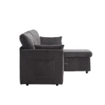 Charcoal Grey 3-in-1 Sectional Sleeper Sofa with Storage Chaise - Image 11