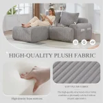 Modular 2-Seater Sofa with Plush Foam Seats & Built-In Cup Holder – Light Gray - Image 9