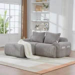 Modular 2-Seater Sofa with Plush Foam Seats & Built-In Cup Holder – Light Gray - Image 11
