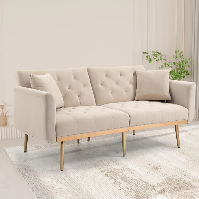zDY0f619e8b7363ae.jpg Modern 2-Seater Sofa with Adjustable Backrest – Beige Loveseat - Image 1