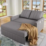 Dark Grey Multifunctional Folding Sofa Bed with Adjustable Backrest - Image 11